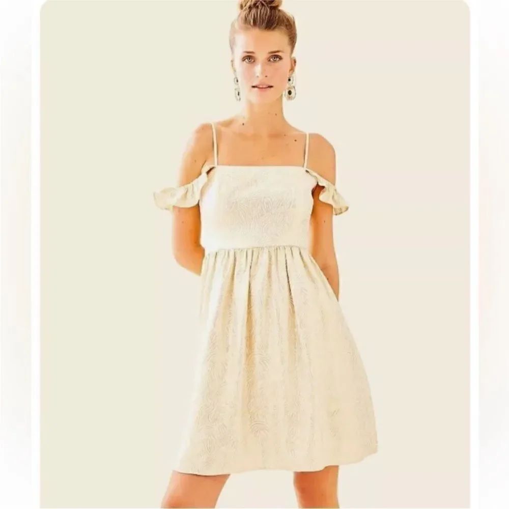 Lilly Pulitzer Off-Shoulder Cream Mini Dress, US2